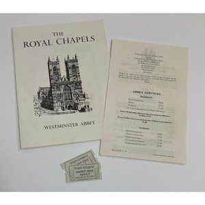 Vintage 70s The Royal Chapels Westminster Abbey Tickets / Pamphlet / Church Map